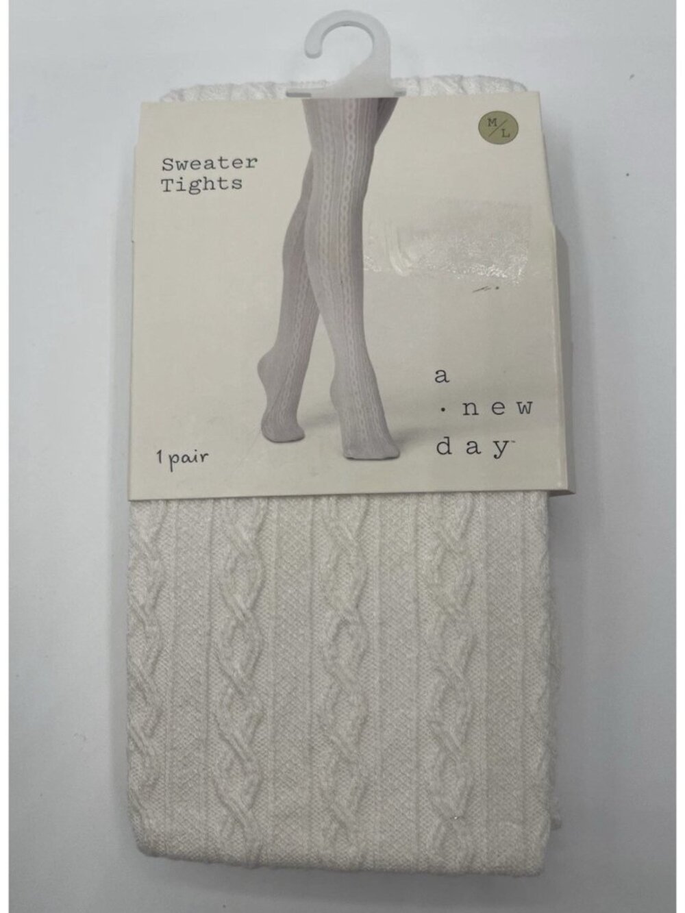 A New Day Sweater Tights Womens Size Medium Large Ivory Cable Knit